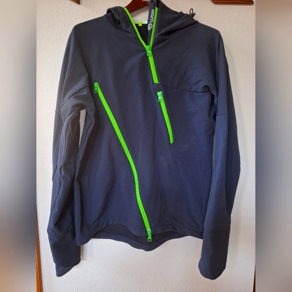 Cutter MTB Mens Cyclist Hooded Zip Jackey Black/Green Size M - Picture 1 of 8